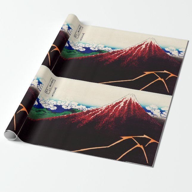 Papel De Regalo Tormenta bajo la cumbre de Katsushika Hokusai (Desenrollado)