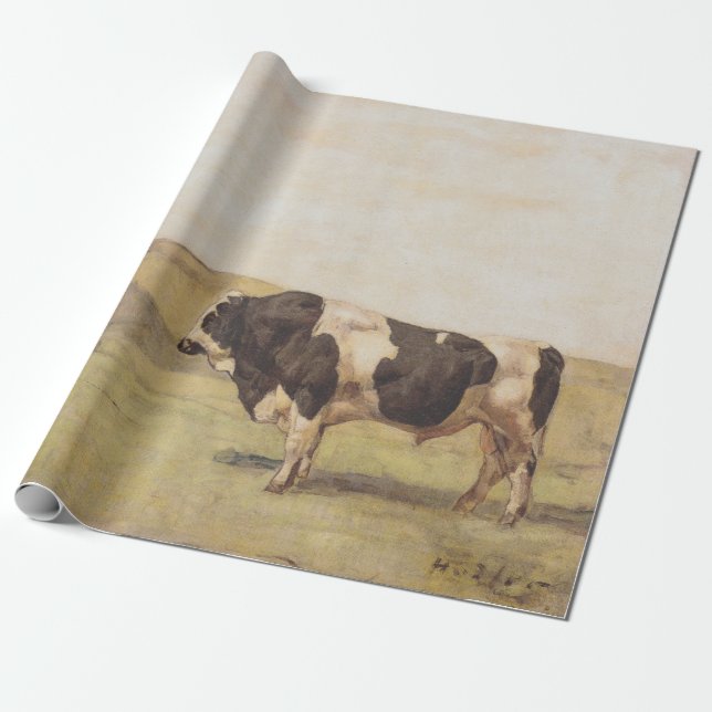 Papel De Regalo Toro en un paisaje suizo (por Ferdinand Hodler) (Desenrollado)