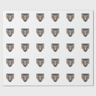 Papel De Regalo Toro Patriótico Cabeza Grabado Vintage Arte Vector