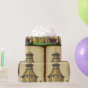 Papel De Regalo Torre de vigilancia de madera medieval y fortaleza