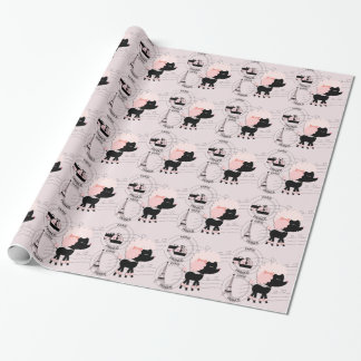 Papel de regalo Torre Eiffel Caniche Rosa París