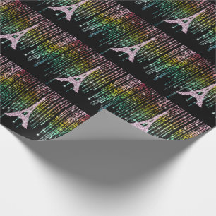 Papel De Regalo Torre Eiffel de Diamantes de imitación Rosados