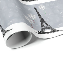 Papel De Regalo Torre Eiffel de Invierno, Navidades de globos de c