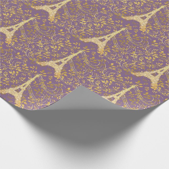 Papel De Regalo Torre Eiffel de oro (Esquina)