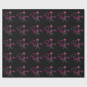 Papel De Regalo TORRE EIFFEL de París con lazo rosa
