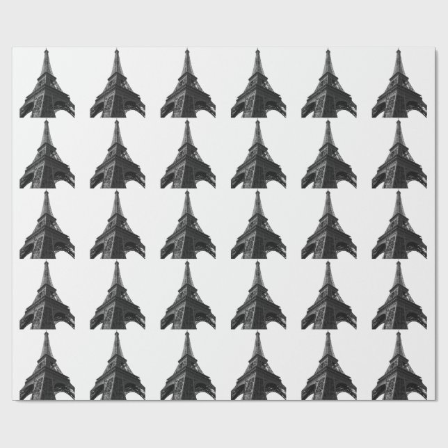 Papel De Regalo Torre Eiffel en blanco y negro París Viajes a Euro (Superficie plana)