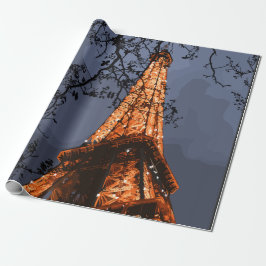 Papel De Regalo Torre Eiffel París Francia de noche majestuosa