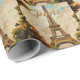 Papel De Regalo Torre Eiffel París Viaje Estilo Vintage Arte Retro
