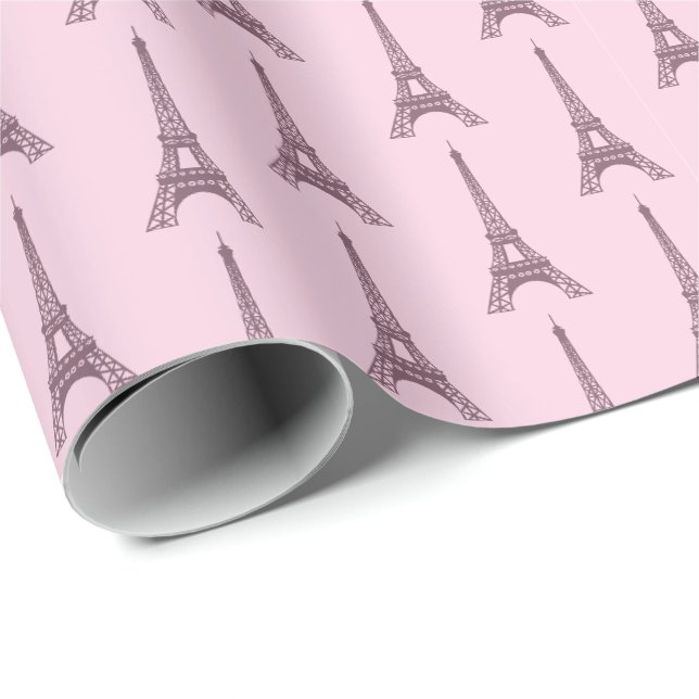 Papel De Regalo Torre Eiffel rosa de París  (Esquina del rollo)