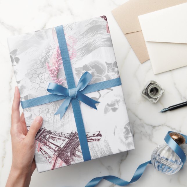 Papel De Regalo Torre Eiffel sobre el fondo de las orquídeas (Regalar)