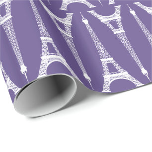 Papel De Regalo Torres Eiffel blancas de seis pulgadas / púrpura u