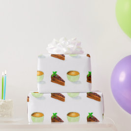 Papel De Regalo Torta De Chocolate Con Acuarela Y Café