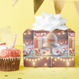 Papel De Regalo Torta de cumpleaños con iluminación de cuerdas