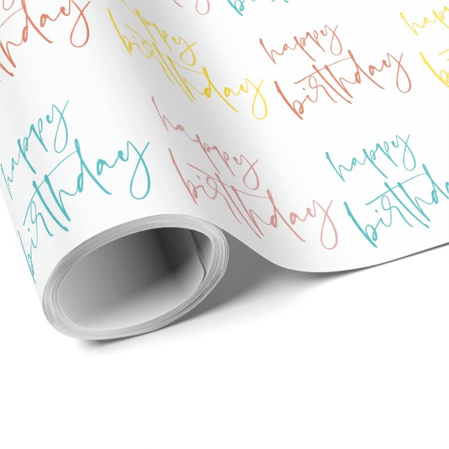 Papel De Regalo Torta de cumpleaños con letra manuscrita moderna f (Esquina del rollo)