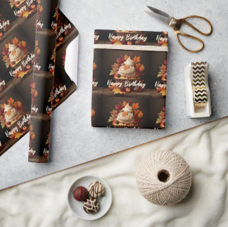 Papel De Regalo Torta de otoño con hojas de otoño coloridas Cumple