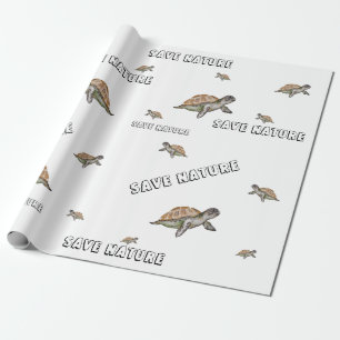Papel De Regalo Tortuga acuarela Salvar la Naturaleza