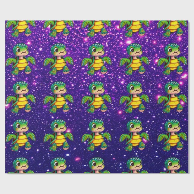 Papel De Regalo Tortuga Adorable Cuta Encantadora Tema Inspirado (Superficie plana)