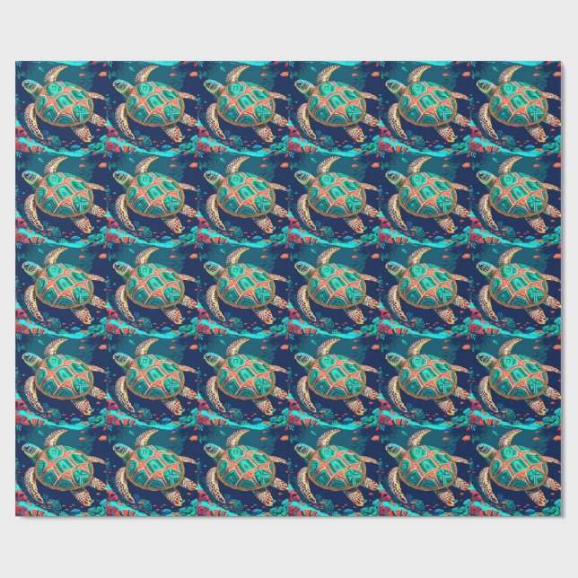 Papel De Regalo Tortuga de marea tribal (Superficie plana)
