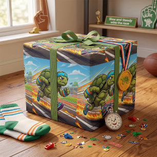 Papel De Regalo Tortuga Deportiva Corredora Veloz Atleta