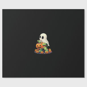 Papel De Regalo Tortuga fantasma de Halloween linda con dulces (2)