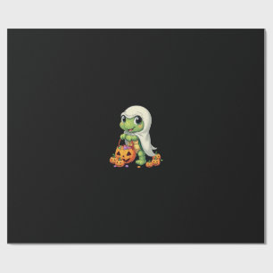 Papel De Regalo Tortuga fantasma de Halloween linda con dulces (4)