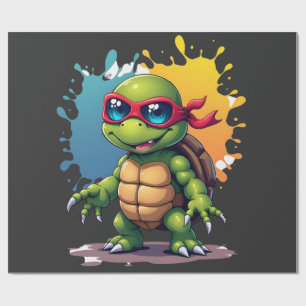 Papel De Regalo Tortuga Linda Que Lleva Gafas De Sol Pintar Salpic