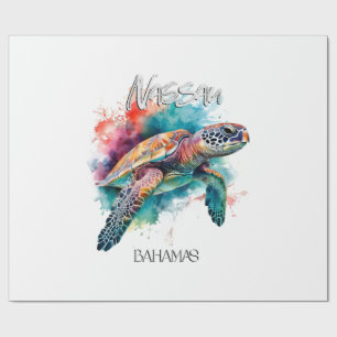 Papel De Regalo Tortuga marina de las Bahamas Bandera bahameña Gra