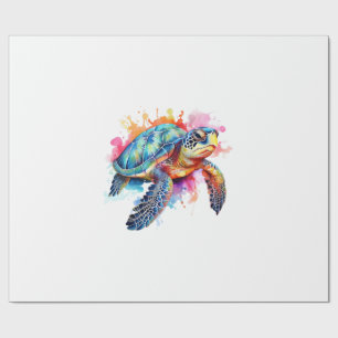 Papel De Regalo Tortuga marina en acuarela colorida