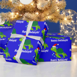 Papel De Regalo Tortuga marina en una camiseta navideña feliz de S