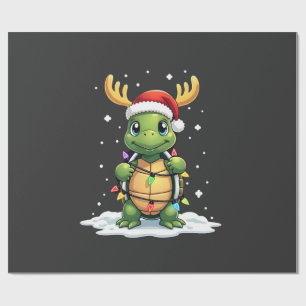 Papel De Regalo Tortuga Marina Santa Luces de Navidad Cute Xmas Ho