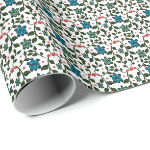 Papel De Regalo Tortuga Marina Tropical Patrón Floral Océano Cos