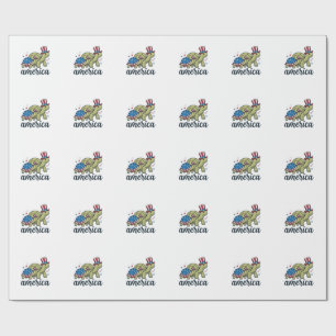 Papel De Regalo Tortuga Patriótica América Diseño de Grabado Vinta
