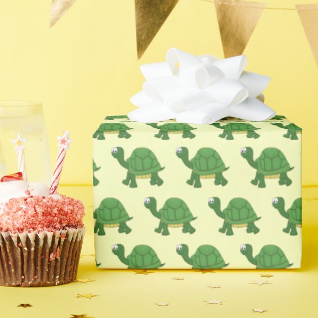 Papel De Regalo Tortuga verde y amarilla Personalizado (Fiesta de cumpleaños )