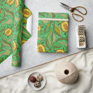 Papel De Regalo Tortugas Patrón Verde Sin Costuras Cottagecore