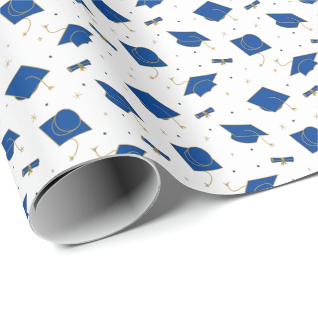 Papel De Regalo Toss de Graduación Azul (Esquina del rollo)