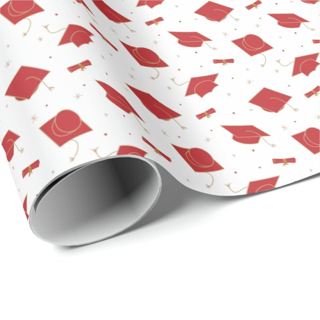Papel De Regalo Toss de Graduación Rojo (Esquina del rollo)
