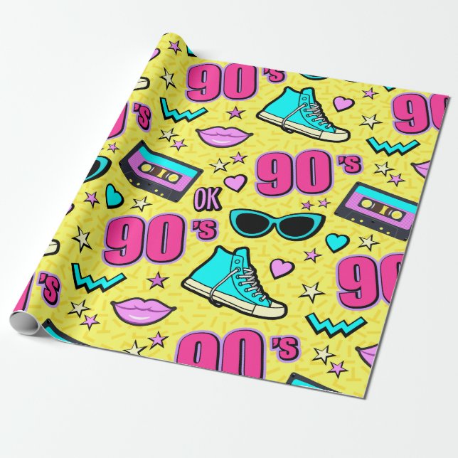 Papel De Regalo ¡Totalmente de los 90! Estampado (Desenrollado)