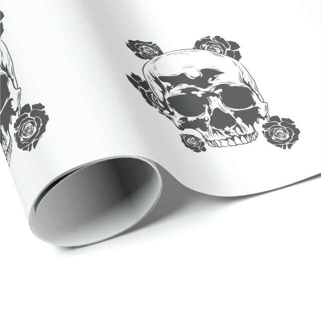 Papel De Regalo Totenkopf mit Rosen Tattoo Körperkunst (Esquina del rollo)