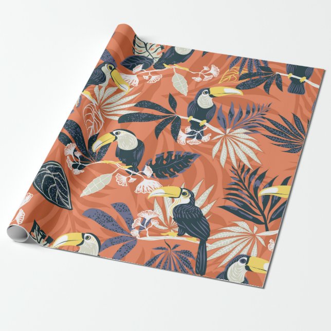 Papel De Regalo toucan and jungle seamless pattern (Desenrollado)