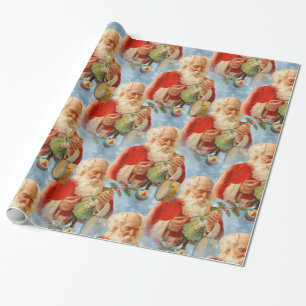 Papel De Regalo Toy Maker Vintage Santa Claus