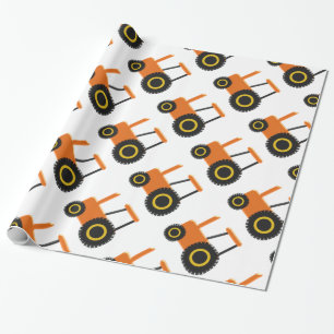 Papel De Regalo Tractor anaranjado