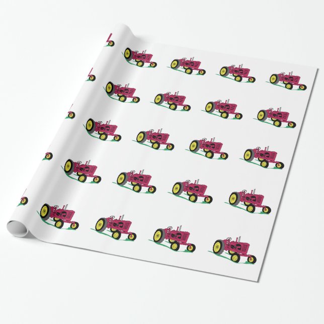 Papel De Regalo Tractor clásico (Desenrollado)