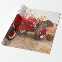 Papel De Regalo Tractor de granja Red Vintage Rústica Cosecha de o