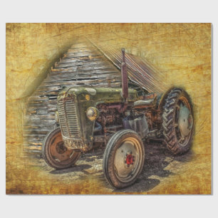 Papel De Regalo Tractor de granjas de cosecha de vintage Old Barn 