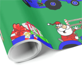 Papel De Regalo Tractor Santa con Navidades de regalos
