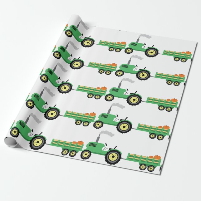 Papel De Regalo Tractor y vagón (Desenrollado)