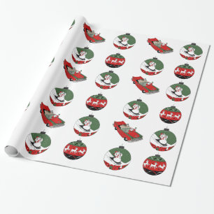 Papel De Regalo Tradicional - Hombre de nieve - Blanco