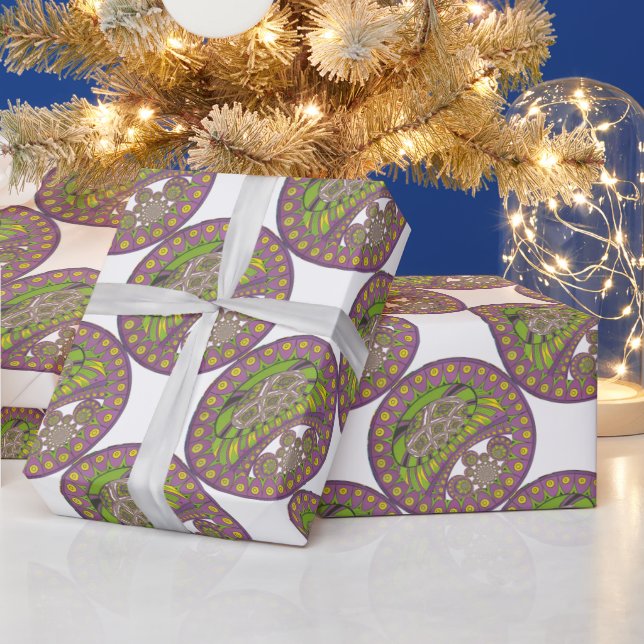 Papel De Regalo Tradicional kaleidoscopio africano púrpura y amari (Vacaciones)