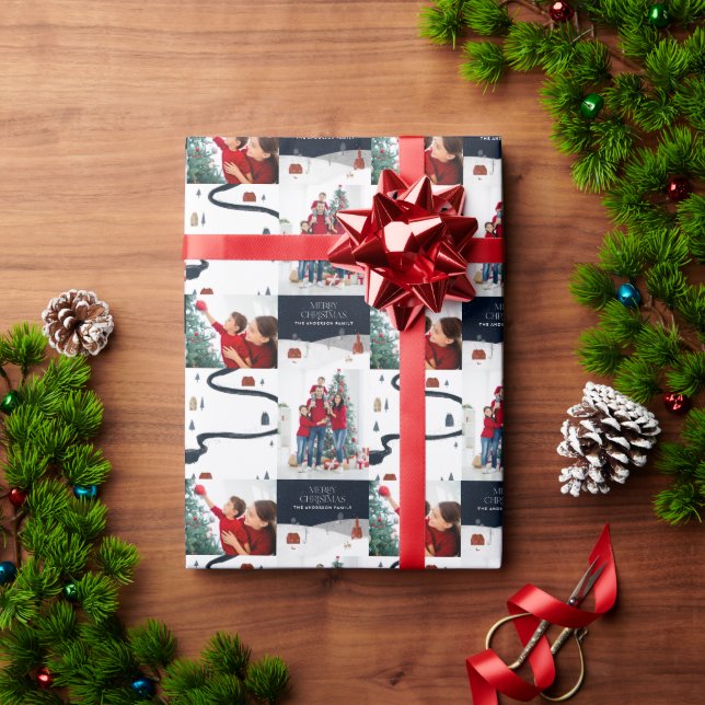 Papel De Regalo Tradicional Rústico 2 foto Invierno Feliz Navidad (Regalo de vacaciones)