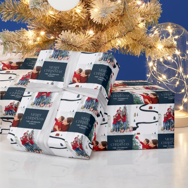 Papel De Regalo Tradicional Rústico 2 foto Invierno Feliz Navidad (Vacaciones)